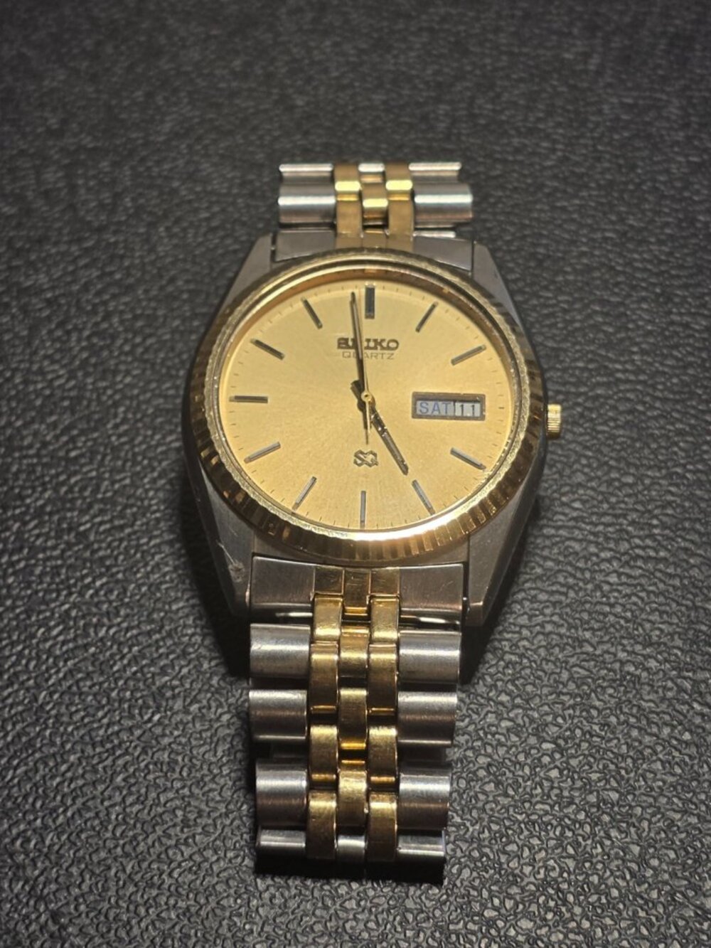 Men's Vintage Seiko Two Tone Day Date Watch 7N82-0041 New Battery
